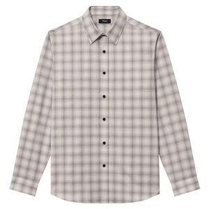 NWT Theory Irving 100% Virgin Wool Plaid Men’s Button Down Shirt Size Small